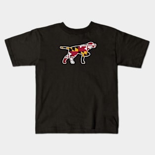 Pointer Dog Silhouette with Maryland Flag Kids T-Shirt